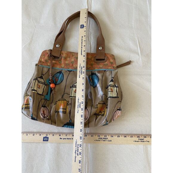 Fossil Key-per Vintage Bird Cage Faux Leather Satchel Bag - Picture 3 of 13